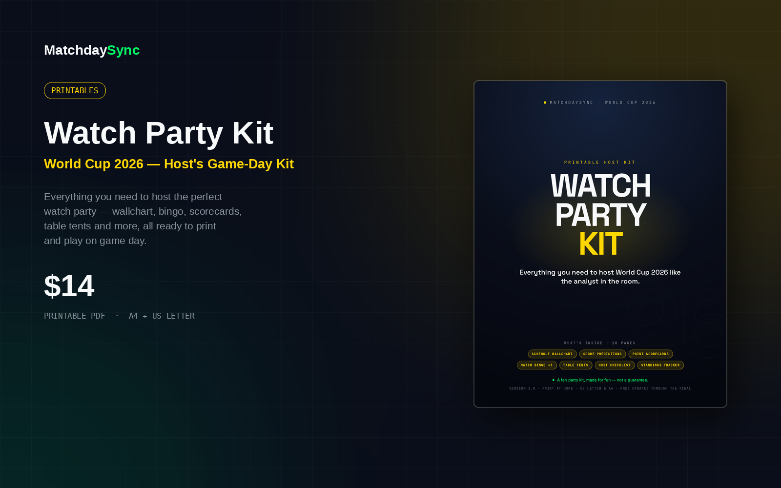 MatchdaySync Party Kit — World Cup 2026 Watch Party Pack — view 2