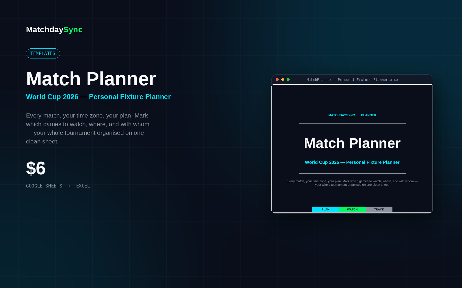 MatchdaySync Planner — World Cup 2026 Printable Schedule — view 2