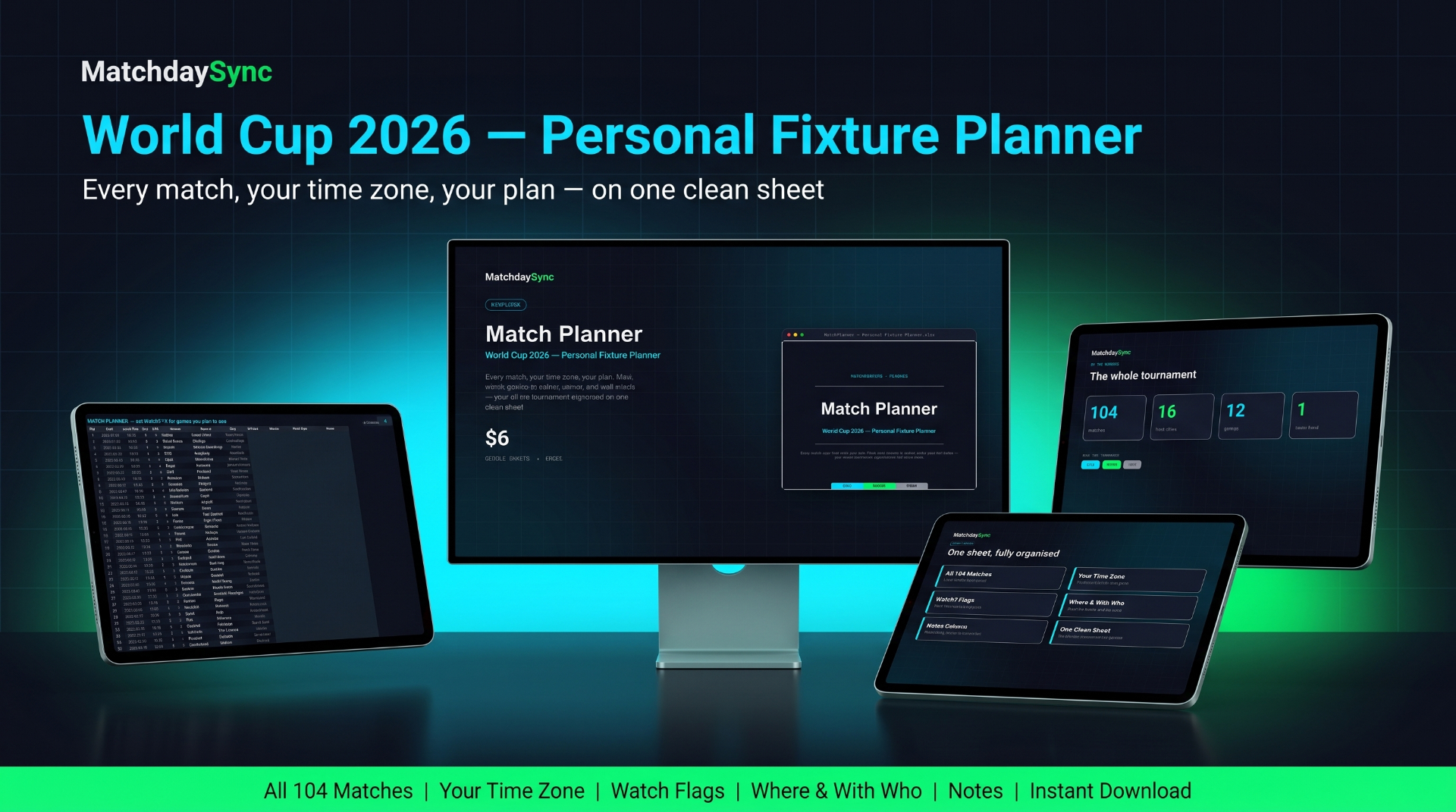 MatchdaySync Planner — World Cup 2026 Printable Schedule